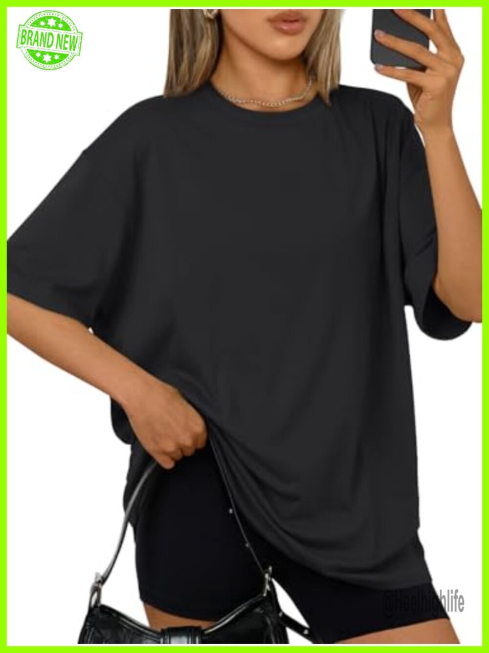 Oversized Crew Neck T-Shirt Short Sleeve Boxy Drop Shoulder Summer Top